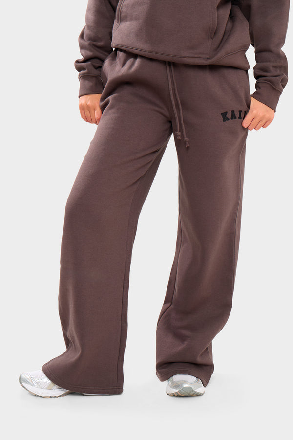 Kaiia Logo Wide Leg Joggers Chocolate