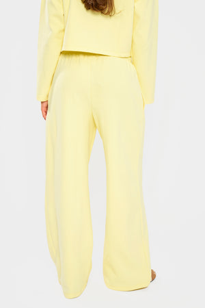 Kaiia Label Logo Premium Interlock Wide Leg Joggers Yellow