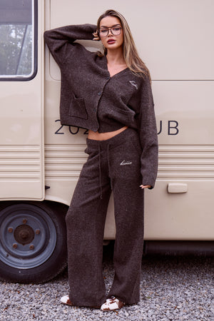 Kaiia Knit Wide Leg Trousers Brown
