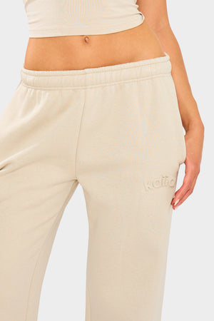 Kaiia Embossed Wide Leg Joggers Ash Taupe