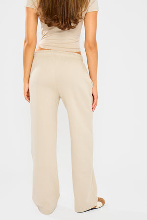 Kaiia Embossed Wide Leg Joggers Ash Taupe