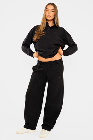 Kaiia Barrel Leg Joggers Black