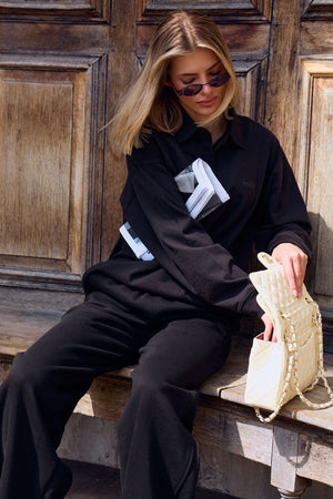 Kaiia Barrel Leg Joggers Black