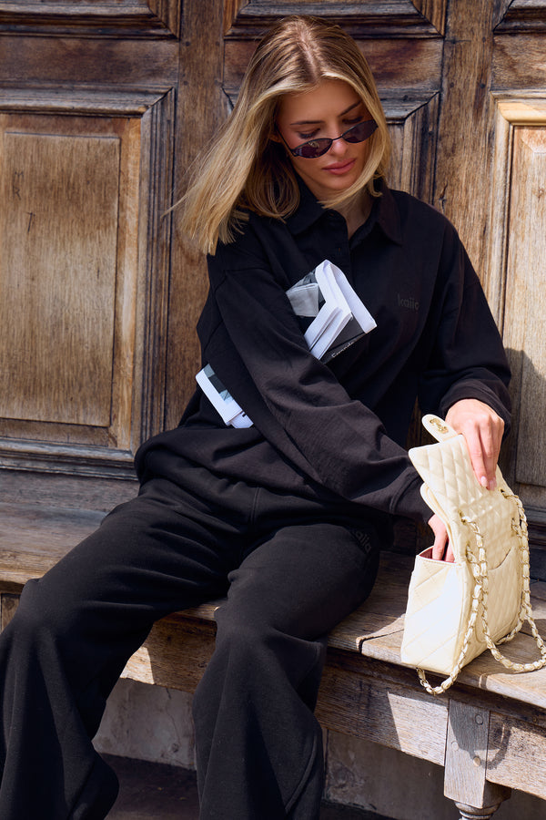 Kaiia Barrel Leg Joggers Black