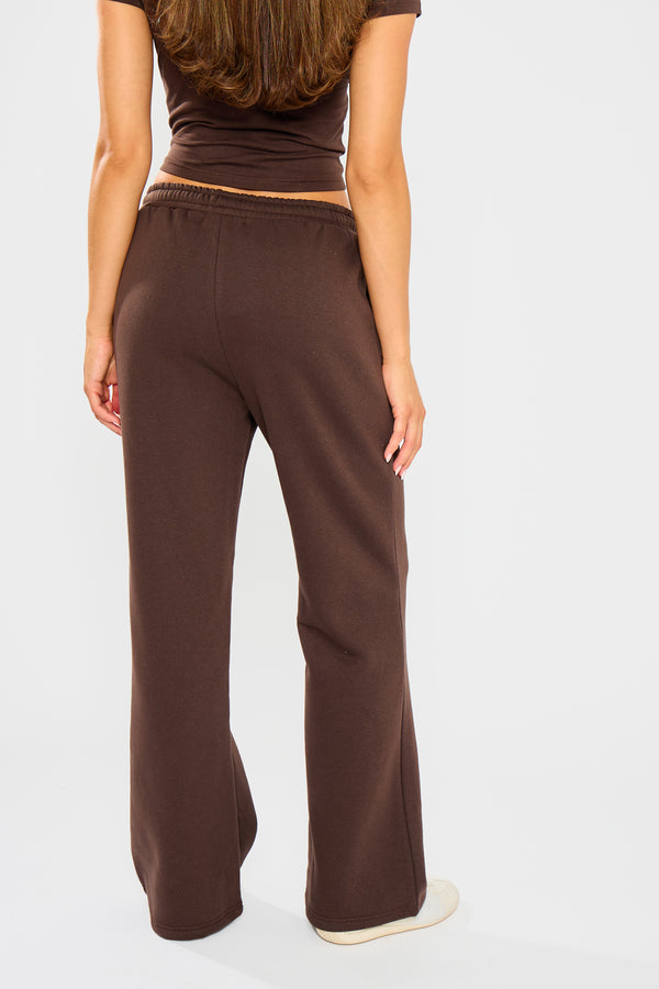 Kaiia Embossed Wide Leg Joggers Bitter Chocolate