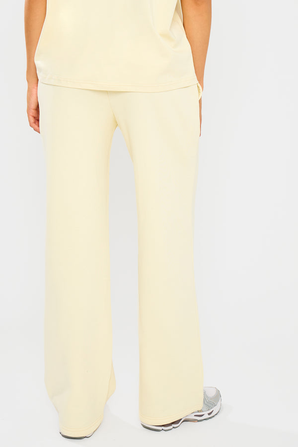 Kaiia Embossed Wide Leg Joggers Lemon