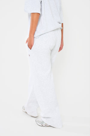 Kaiia Logo Wide Leg Joggers Light Grey Marl & Brown