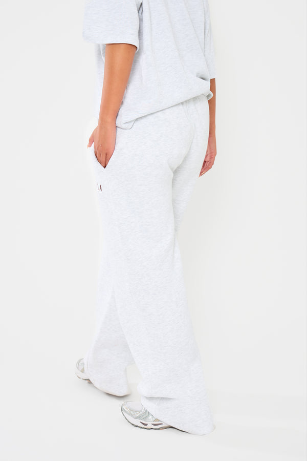 Kaiia Logo Wide Leg Joggers Light Grey Marl & Brown