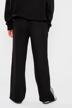 Kaiia Logo Stripe Detail Wide Leg Joggers Black & White