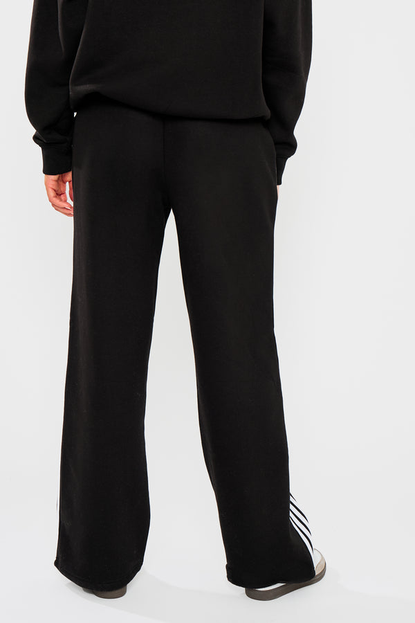 Kaiia Logo Stripe Detail Wide Leg Joggers Black & White