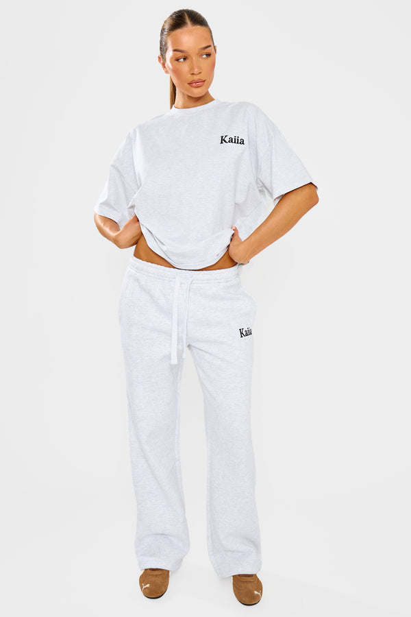 Kaiia Wide Leg Joggers Grey Marl & Black