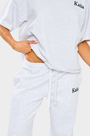 Kaiia Wide Leg Joggers Grey Marl & Black