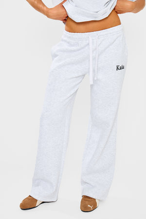 Kaiia Wide Leg Joggers Grey Marl & Black