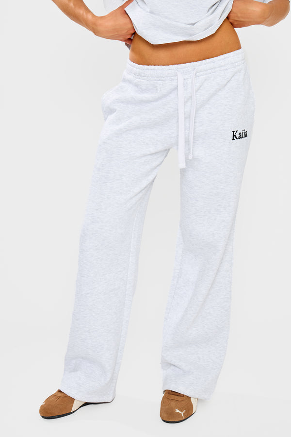 Kaiia Wide Leg Joggers Grey Marl & Black