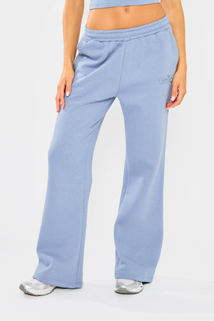 Kaiia Embossed Wide Leg Joggers Vintage Blue