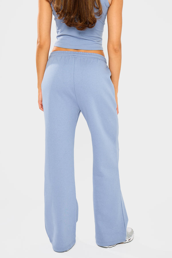 Kaiia Embossed Wide Leg Joggers Vintage Blue