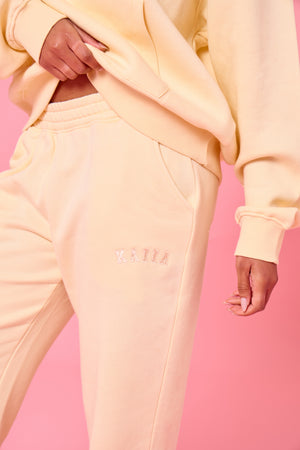 Kaiia Logo Flared Wide Leg Joggers Lemon