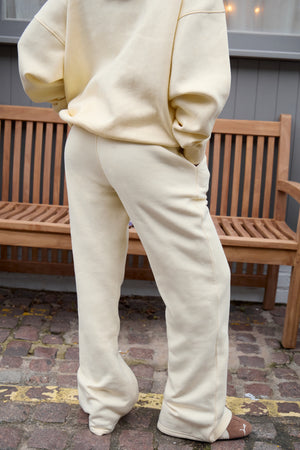 Kaiia Logo Flared Wide Leg Joggers Lemon