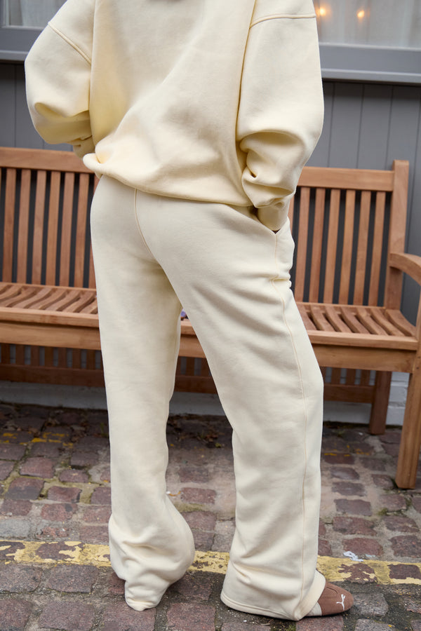 Kaiia Logo Flared Wide Leg Joggers Lemon