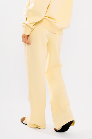 Kaiia Logo Flared Wide Leg Joggers Lemon
