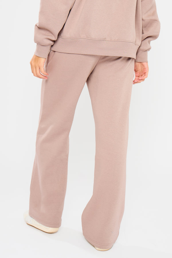 Kaiia Embossed Bubble Logo Wide Leg Joggers Clay
