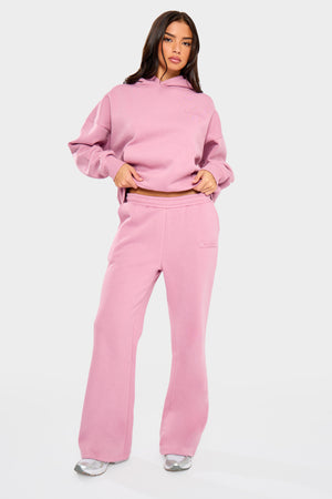 Kaiia Embossed Bubble Logo Flared Joggers Petal