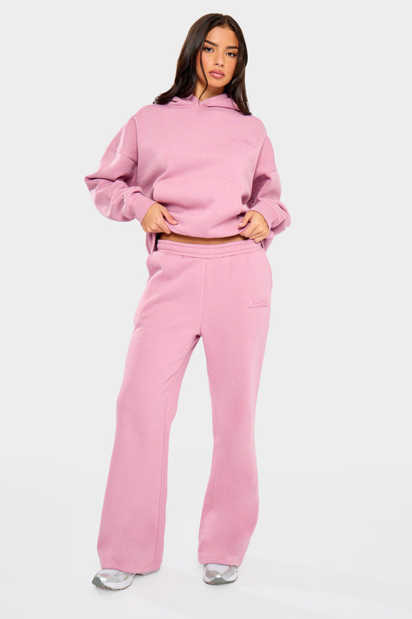 Kaiia Embossed Bubble Logo Flared Joggers Petal