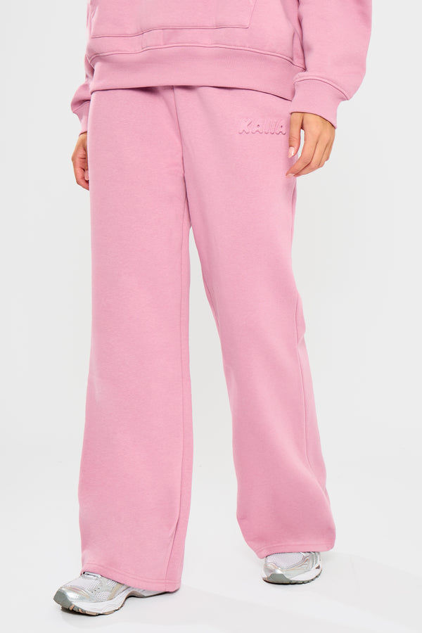 Kaiia Embossed Bubble Logo Flared Joggers Petal