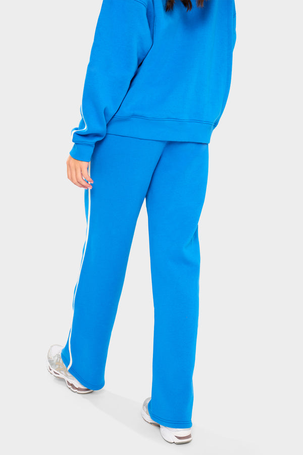 Kaiia Logo Side Stripe Wide Leg Joggers Cobalt Blue
