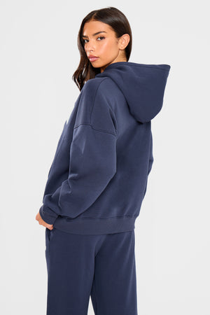 Kaiia Slogan Oversized Hoodie Navy & Green