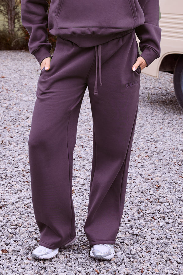 Kaiia Slogan Mid Rise Wide Leg Joggers Blackcurrant