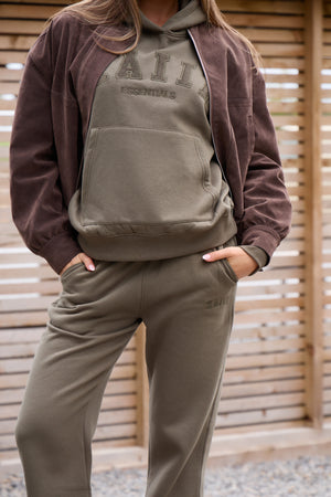 Kaiia Slogan Flared Joggers Warm Khaki