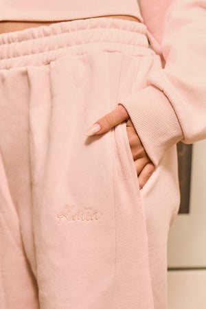 Kaiia Rib Side Panel Straight Leg Joggers Delicate Pink