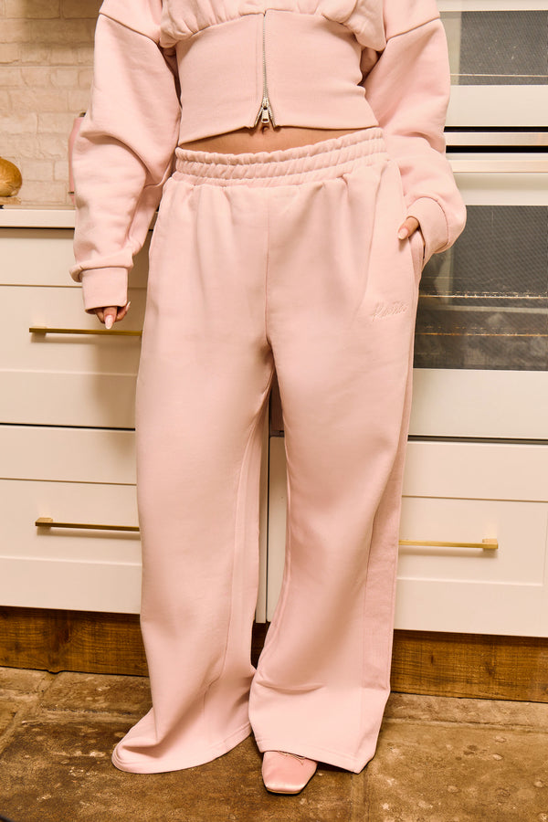 Kaiia Rib Side Panel Straight Leg Joggers Delicate Pink
