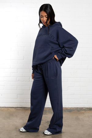 Kaiia Jeans Embroidered Wide Leg Joggers Indigo