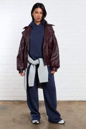 Kaiia Jeans Embroidered Wide Leg Joggers Indigo