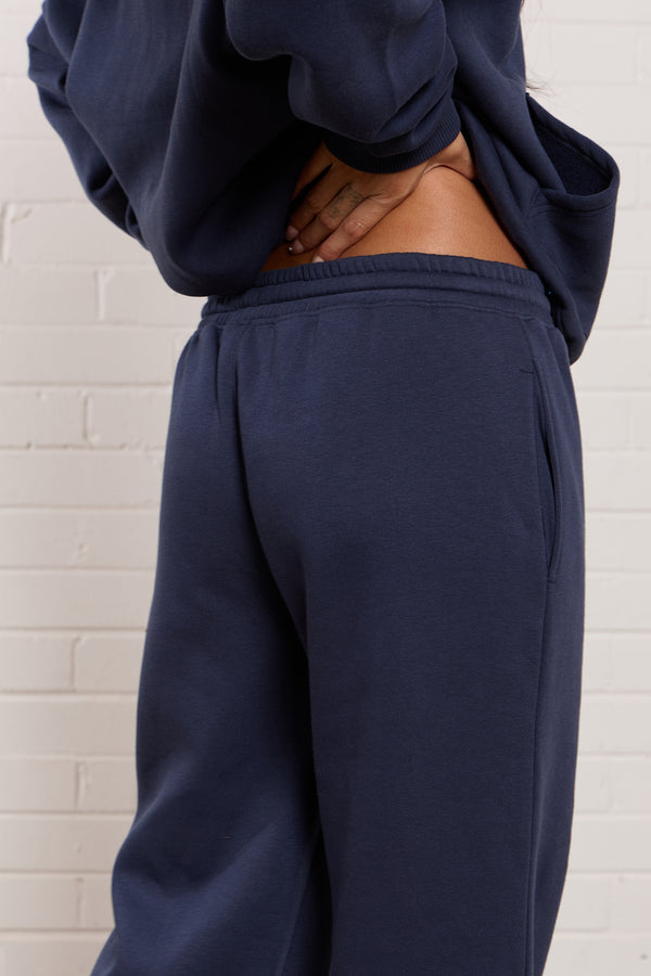 Kaiia Jeans Embroidered Wide Leg Joggers Indigo