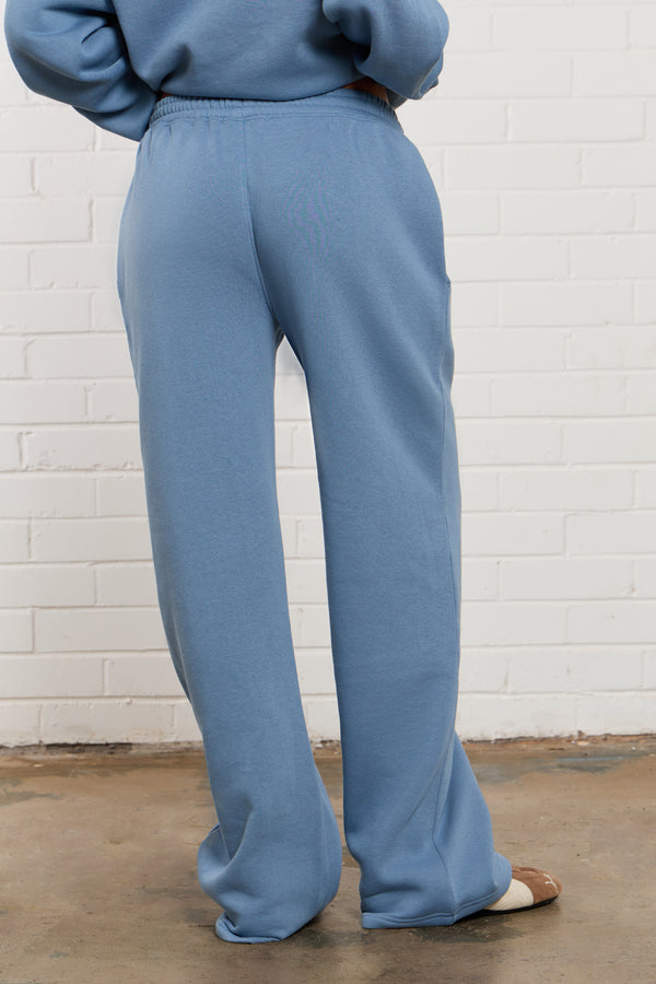 Kaiia Jeans Embroidered Wide Leg Joggers Denim Blue