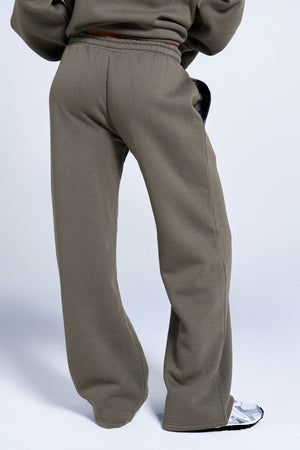 Kaiia Jeans Embossed Wide Leg Joggers Smoke Olive