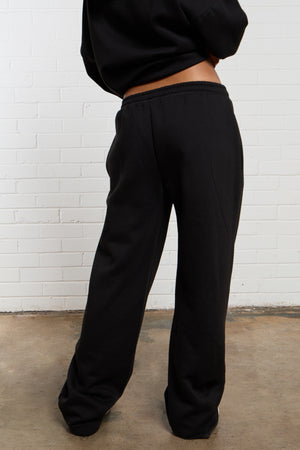 Kaiia Jeans Embossed Wide Leg Joggers Black