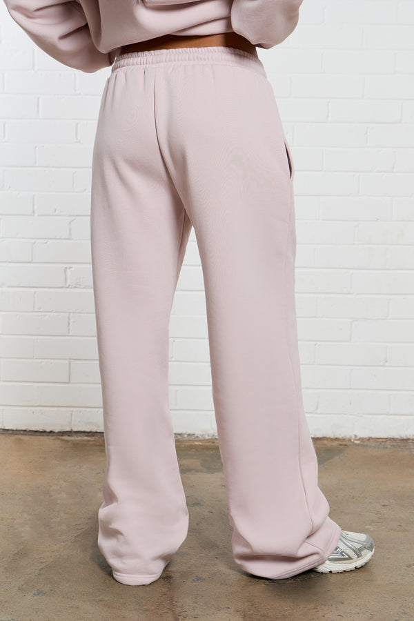 Kaiia Jeans Embossed Wide Leg Joggers Pale Dusty Lilac