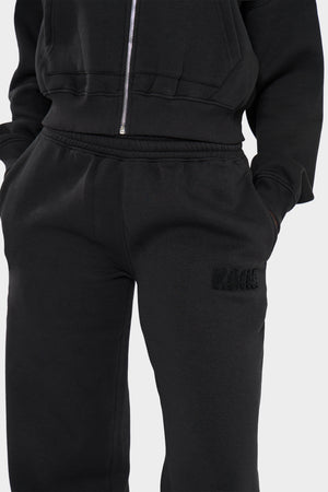 Kaiia Bubble Borg Wide Leg Joggers Black