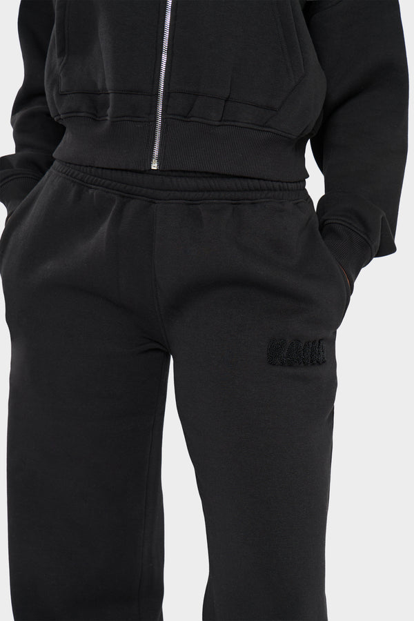 Kaiia Bubble Borg Wide Leg Joggers Black
