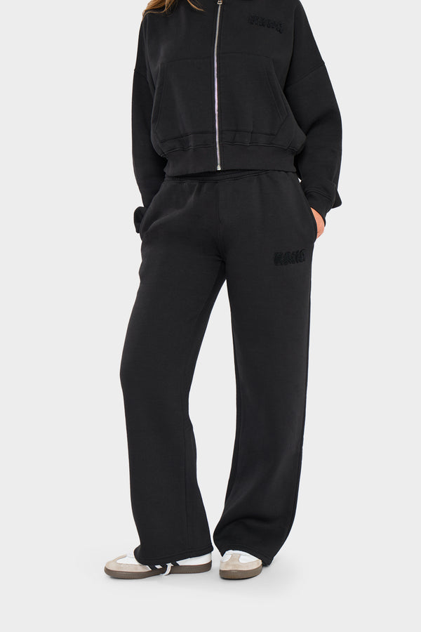 Kaiia Bubble Borg Wide Leg Joggers Black