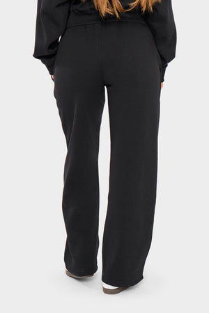 Kaiia Bubble Borg Wide Leg Joggers Black