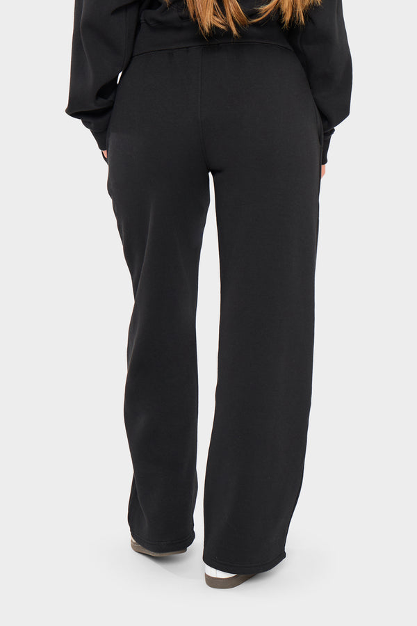 Kaiia Bubble Borg Wide Leg Joggers Black