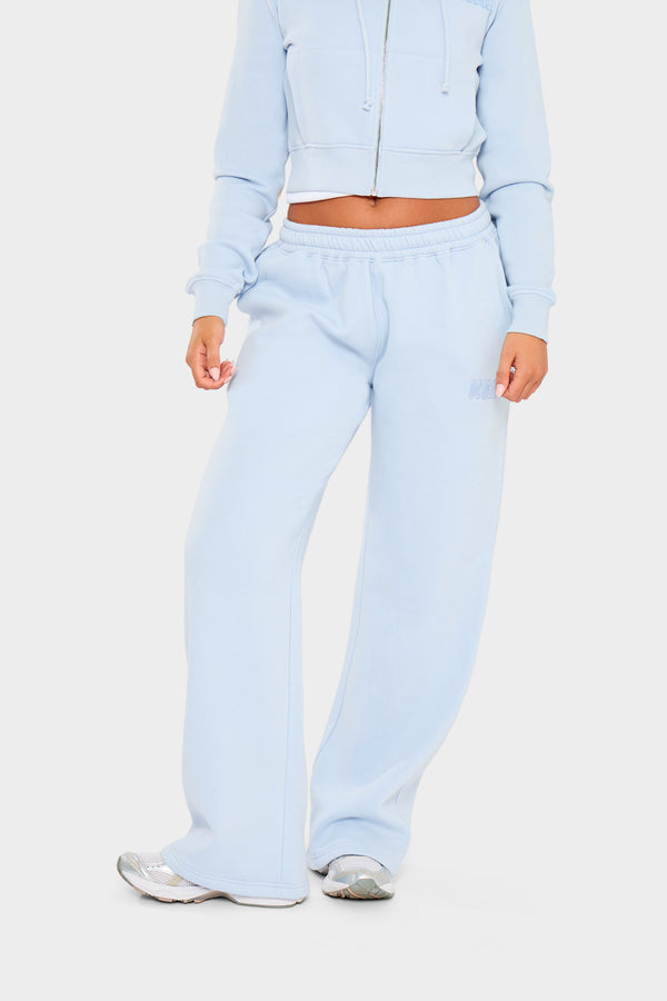 Kaiia Bubble Borg Wide Leg Joggers Baby Blue