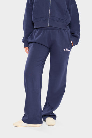 Kaiia Logo Wide Leg Joggers Navy & Pink