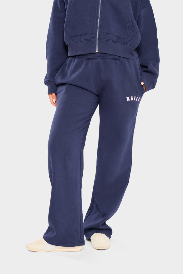Kaiia Logo Wide Leg Joggers Navy & Pink
