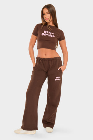 Kaiia Studio Bubble Baby Tee Chocolate & Pink
